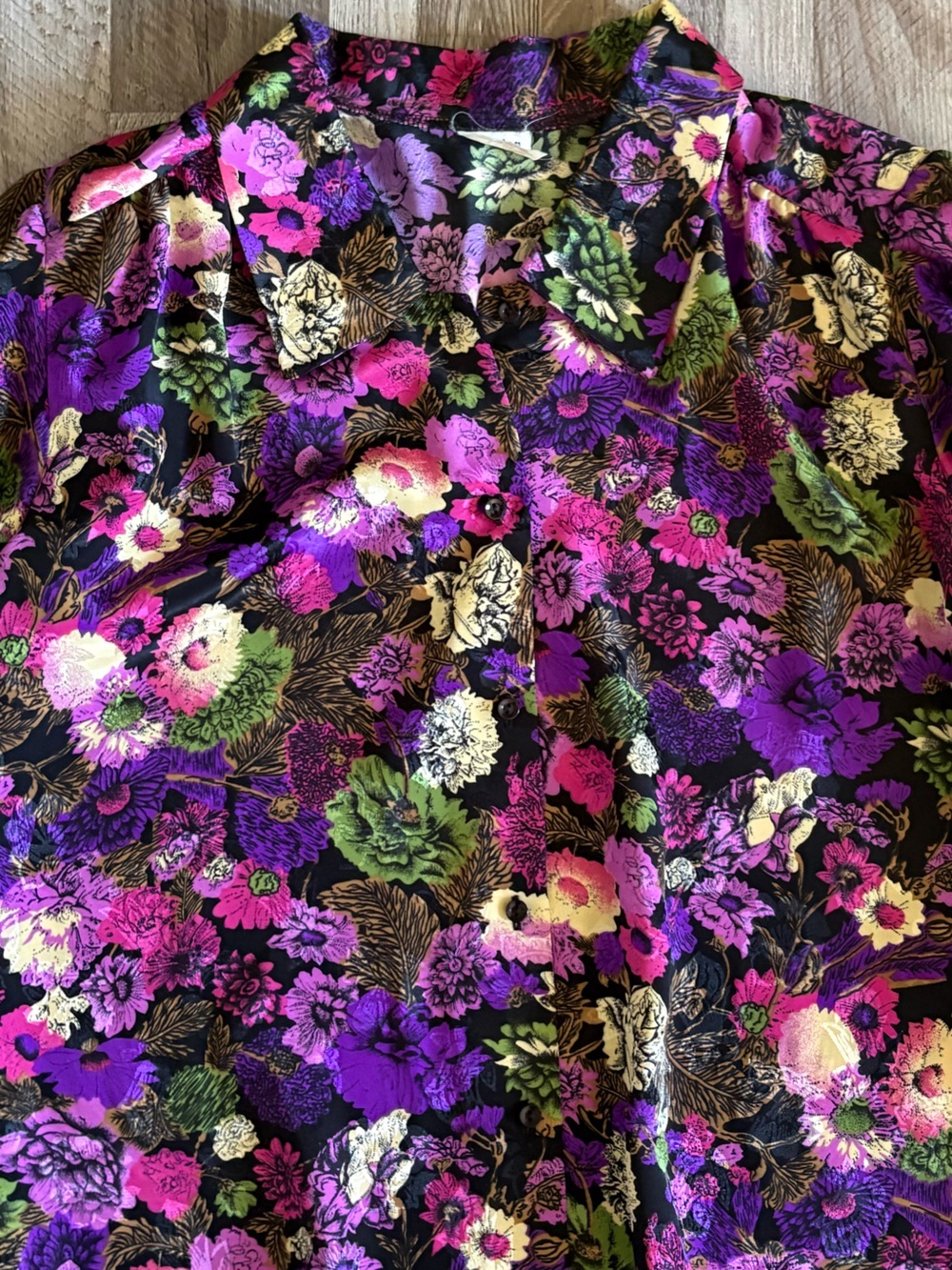 Vintage 80s London Look Floral Button-Up Blouse Size 14 - Picture 3 of 8